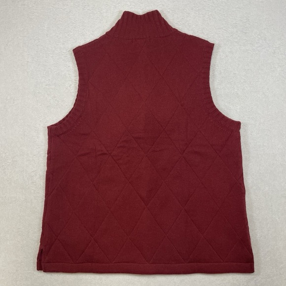 Orvis Quilted Cashmere Wool Blend Sweater Vest Medium Men's Full Zip Side Slits - Picture 6 of 8